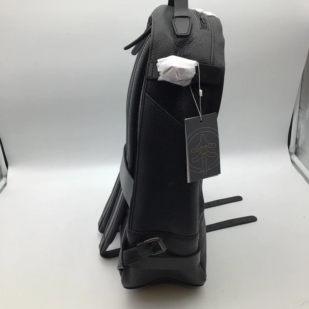 Outback Black Leather Backpack Veeam Adjustable Straps Travel‎ Work School NWT